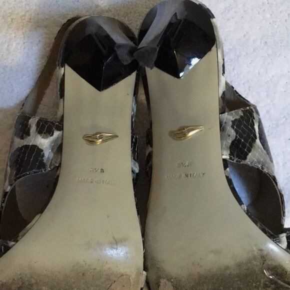 Diane von Furstenberg Graphic Open-Toe Slingback Heels in Snakeskin (8.5B) - Picture 9 of 10